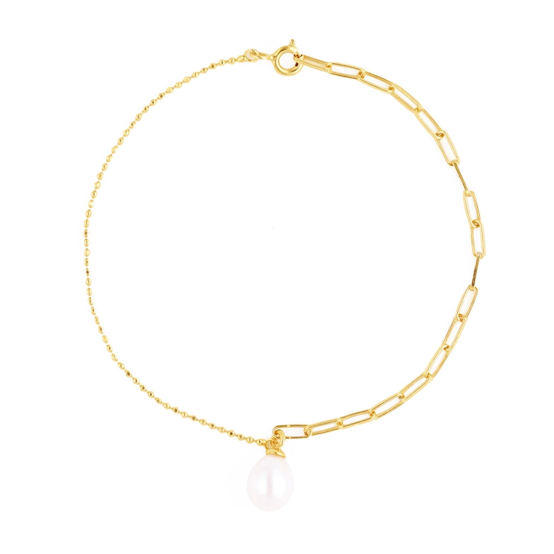 Bransoletka z pozłacanego srebra z perłą (85000024) - zdjęcie: 1