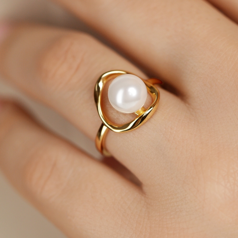 Pierścionek srebrny pozłacany z perłą (R100868 Y PL 925): 10 - zdjęcie: 5