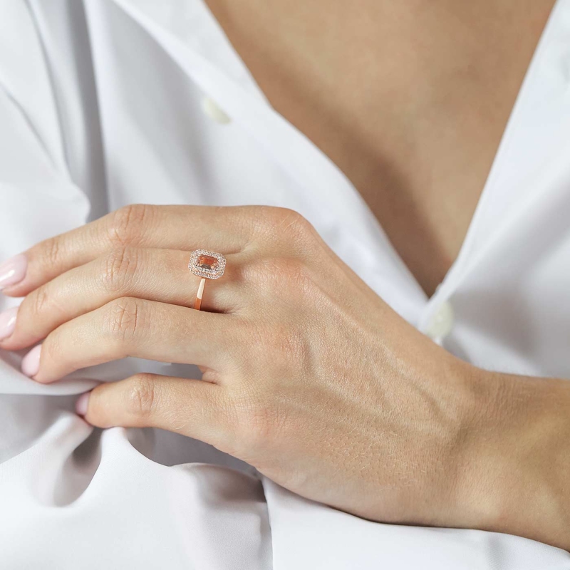 Pierścionek z morganitem i diamentami (R87499 R MR): 7 - zdjęcie: 2