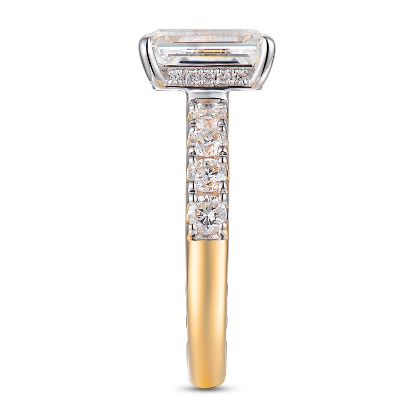 Pierścionek z diamentami laboratoryjnymi w szlifie szmaragdowym - 3,00 ct (R103639 YW LGD 3,08ct): 15 - zdjęcie: 3