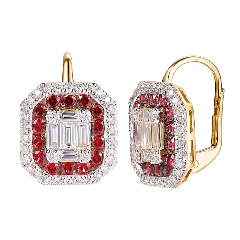 Kolczyki z rubinami laboratoryjnymi (E98892 Y P LGRU) - zdjęcie: 1