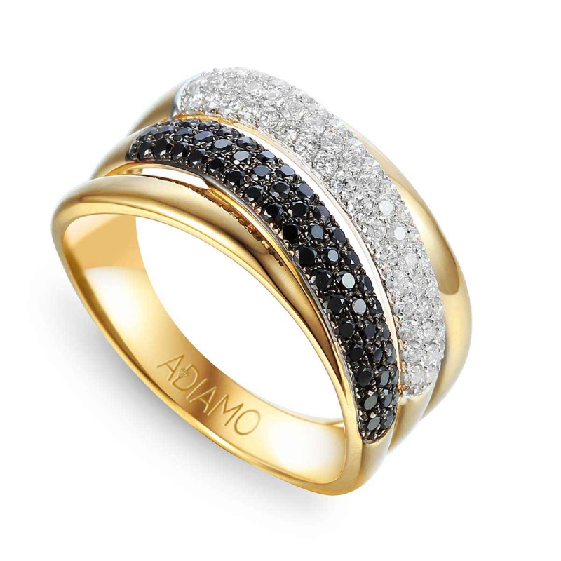 Pierścionek z czarnymi diamentami R73616 Y: 18 - zdjęcie: 1