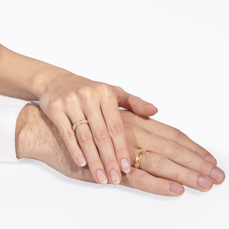 Obrączka ślubna z diamentami, 4 mm (O-R46061 Y): 7 - zdjęcie: 2