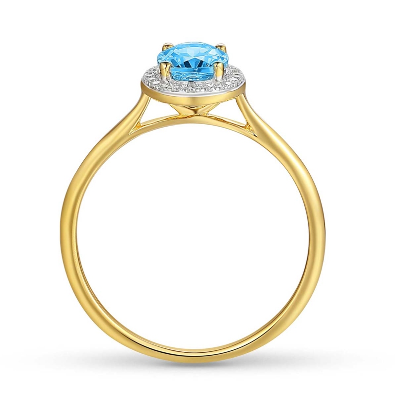 Pierścionek z niebieskim topazem i diamentami R62898 Y: 7 - zdjęcie: 3