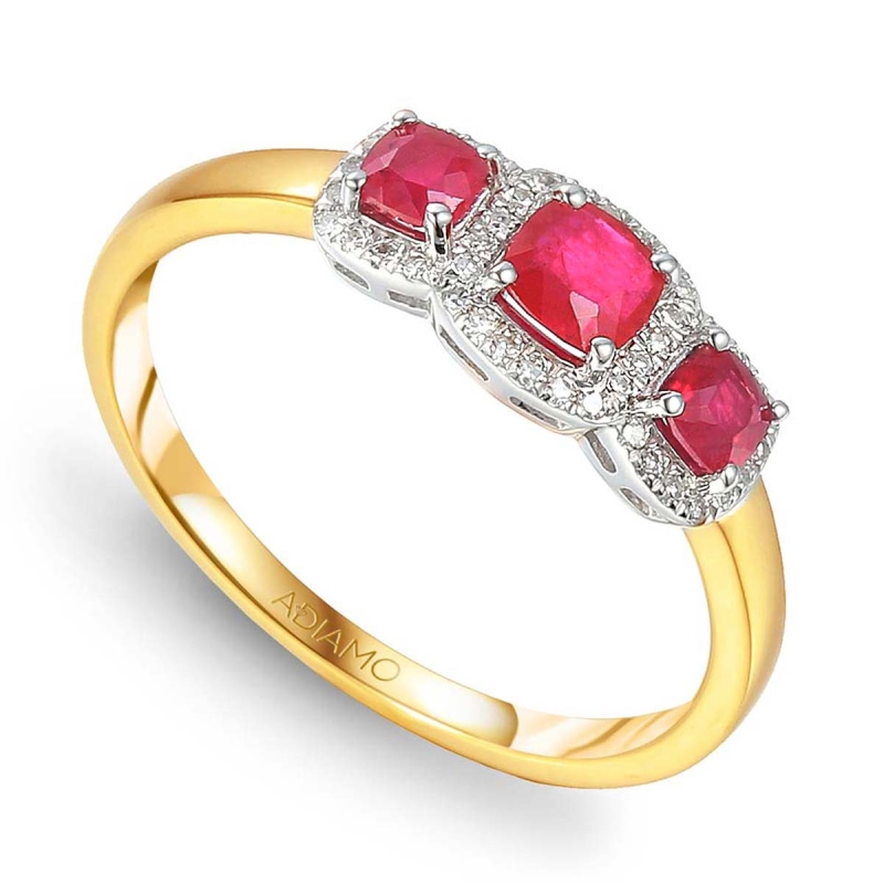 Pierścionek z rubinami i diamentami (R46124 YW RU): 9 - zdjęcie: 1