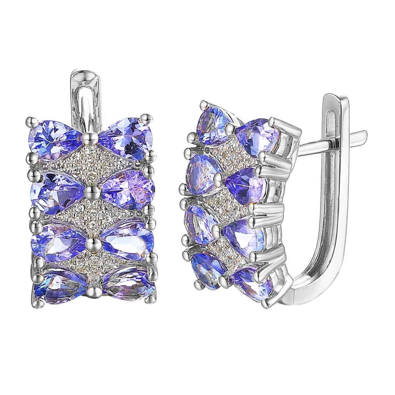 Kolczyki z tanzanitami i diamentami (E84144 W A T) - zdjęcie: 1