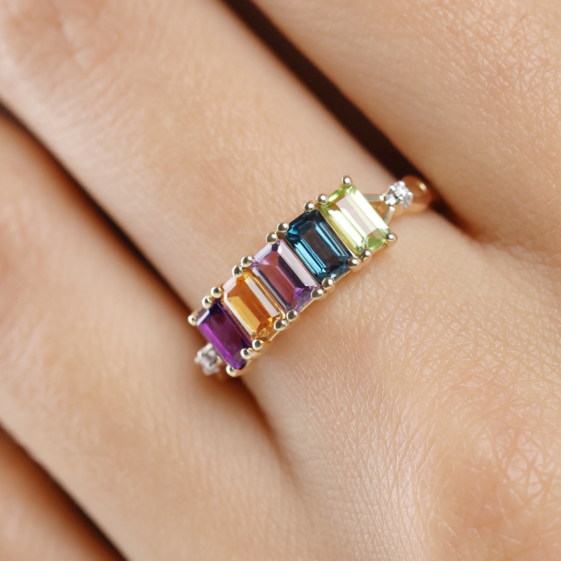 Pierścionek z kolorowymi kamieniami (R100260 Y BT,CT,AM,PT,PAM): 13 - zdjęcie: 5