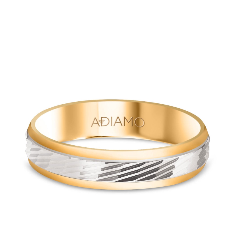 Obrączka ślubna damska dwukolorowa 5mm (O-AD63 YW D): 9 - zdjęcie: 1