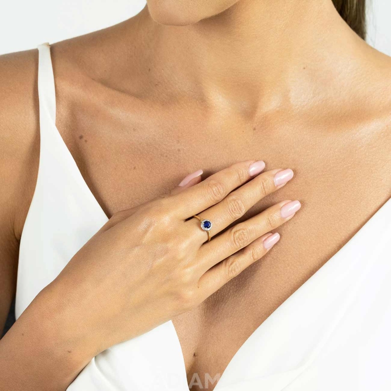 Pierścionek z szafirem i diamentami (R62900 Y M SA): 16 - zdjęcie: 4