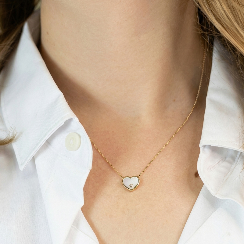 Komplet biżuterii z masa perłową i diamentami (Komplet E82415 N09547) - zdjęcie: 3