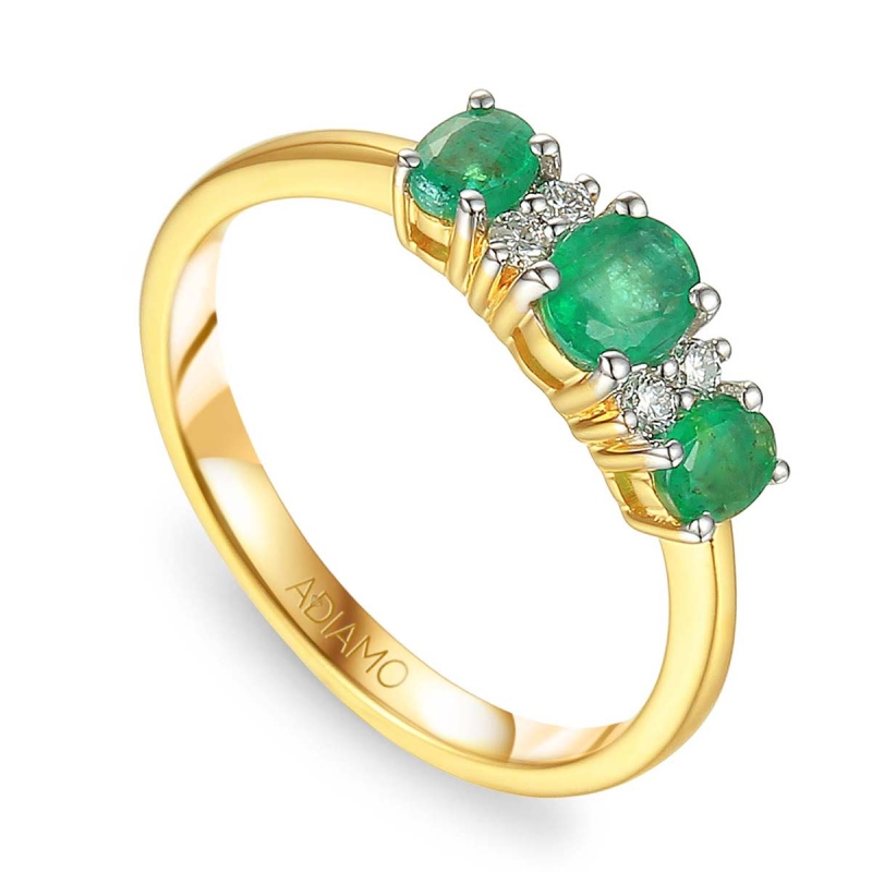 Pierścionek ze szmaragdami i diamentami (R23776 Y EM): 8 - zdjęcie: 1
