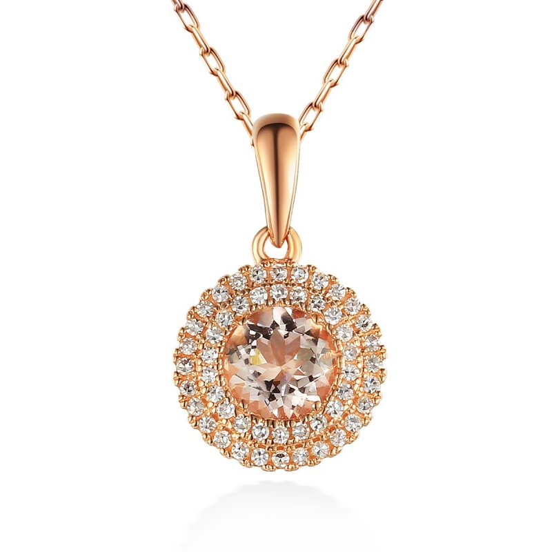 Zawieszka z morganitem i diamentami (P57736 R MR) - zdjęcie: 1