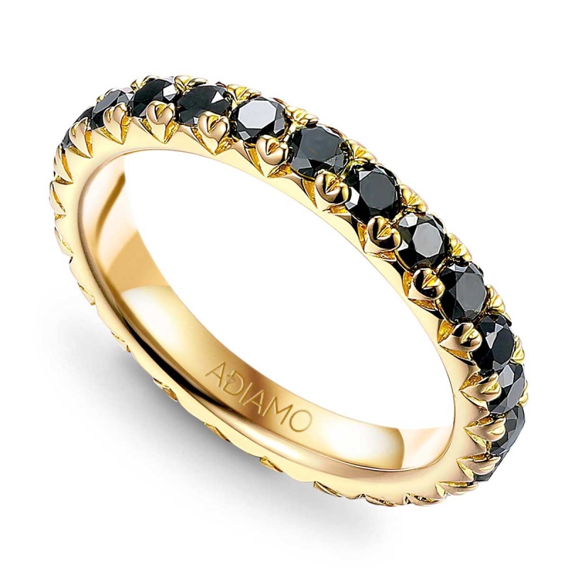 Pierścionek obrączkowy z czarnymi diamentami (R78749 Y BD): 9 - zdjęcie: 1
