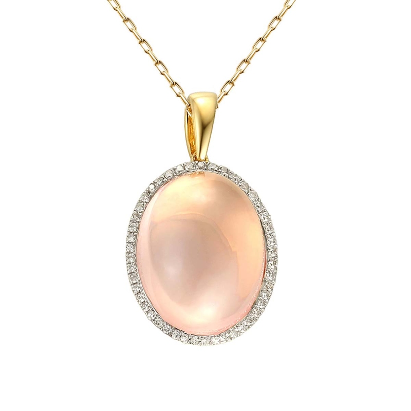 Zawieszka z różowym kwarcem i diamentami (P28935 Y RQ) - zdjęcie: 1
