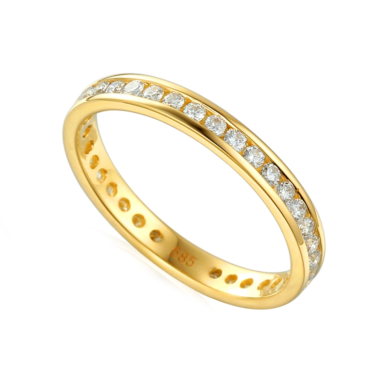 Obrączka ślubna, żółte złoto, diamenty, 3 mm (O-R17549 Y): 7 - zdjęcie: 1