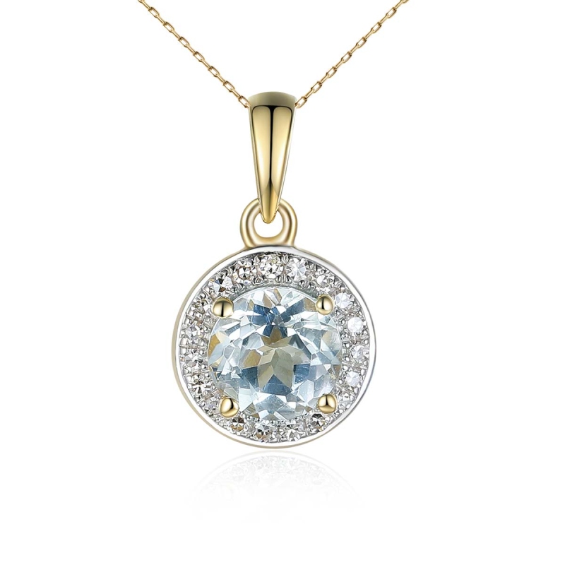 Zawieszka z akwamarynem i diamentami (P62900 Y AQ) - zdjęcie: 1