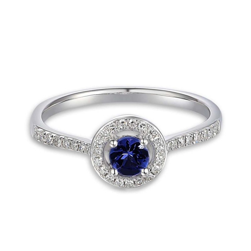 Pierścionek halo z szafirem i diamentami (R61659 W SA): 8 - zdjęcie: 3