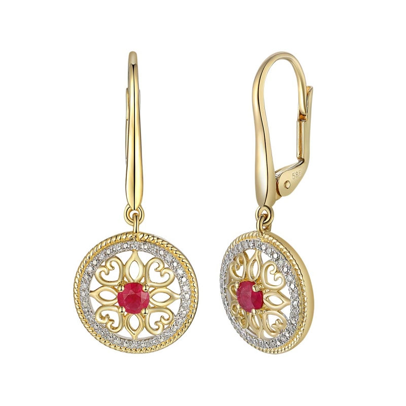 Kolczyki z rubinami i diamentami (E86858 Y P RU) - zdjęcie: 1