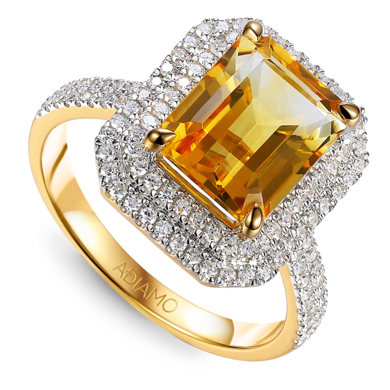 Pierścionek z cytrynem i diamentami (R98239 Y CT): 10 - zdjęcie: 1