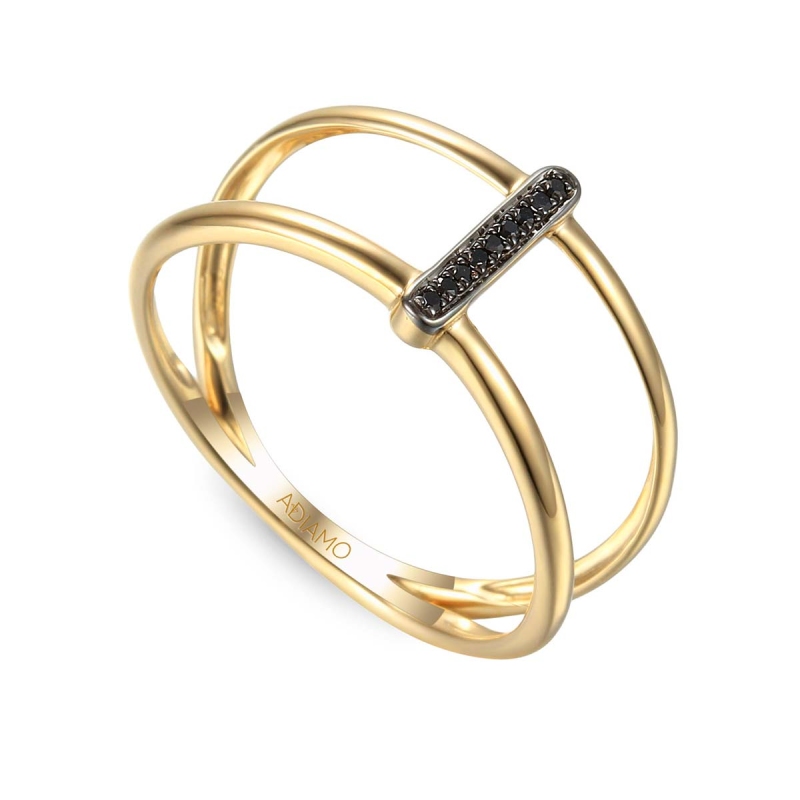 Pierścionek z czarnymi diamentami (R64659 Y BD): 10 - zdjęcie: 1