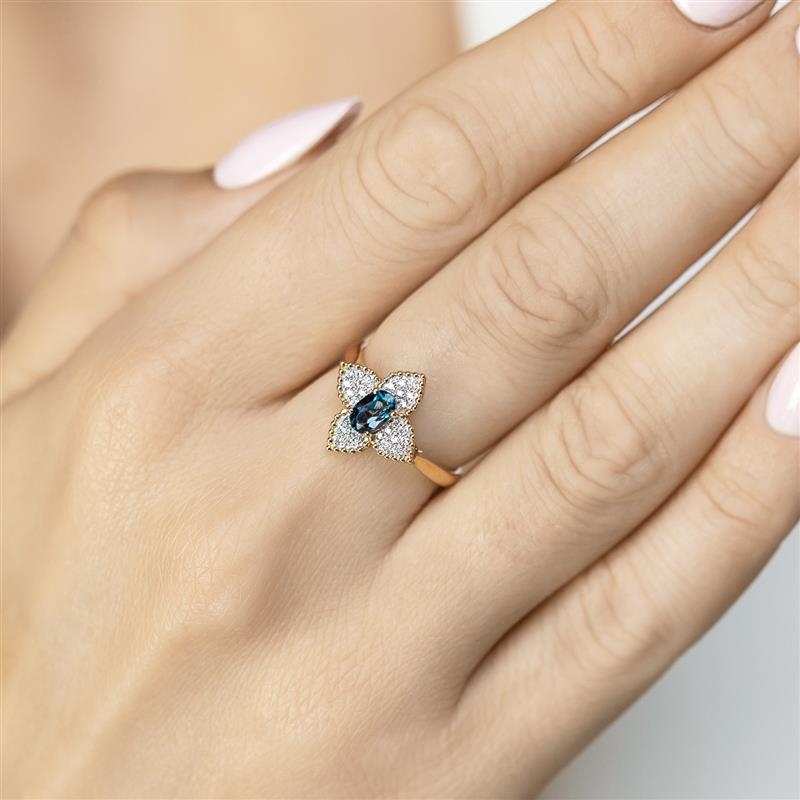 Pierścionek z london blue topazem i diamentami (R98881 Y LBT): 15 - zdjęcie: 2