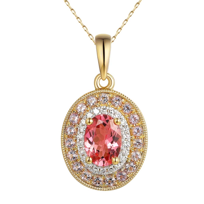 Zawieszka z turmalinem, różowymi ametystami i diamentami (P90187 Y PTM) - zdjęcie: 1