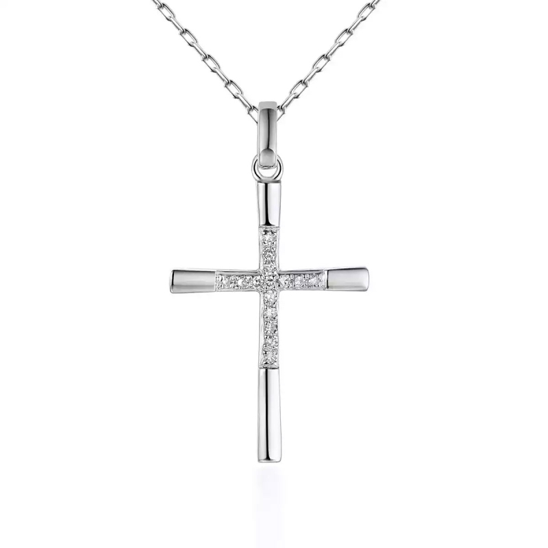 Zawieszka złoty krzyżyk z diamentami (P34339 W) - zdjęcie: 1