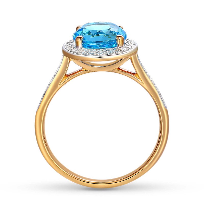 Pierścionek z niebieskim topazem i diamentami (R75601 Y BT): 10 - zdjęcie: 2