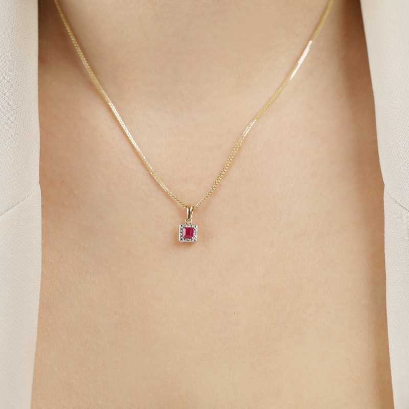 Zawieszka z rubinem i diamentami (P69333 Y RU) - zdjęcie: 2