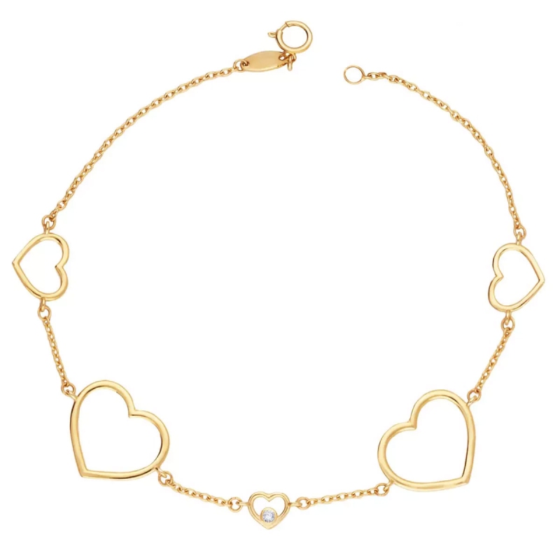Bransoletka złote serduszka z cyrkonią (B3254 Y 375) - zdjęcie: 1