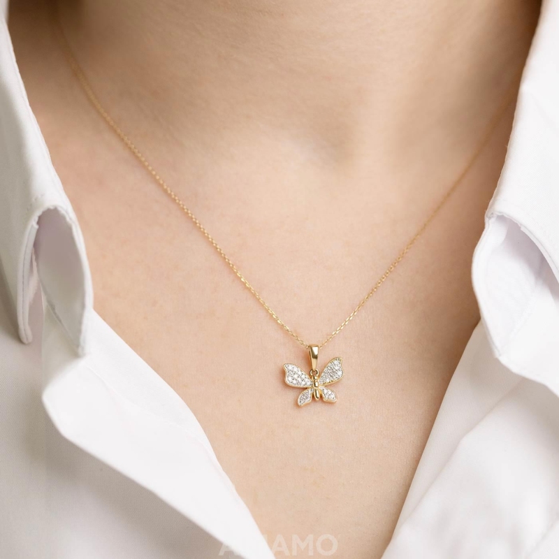 Zawieszka motyl z diamentami (P88889 Y) - zdjęcie: 2