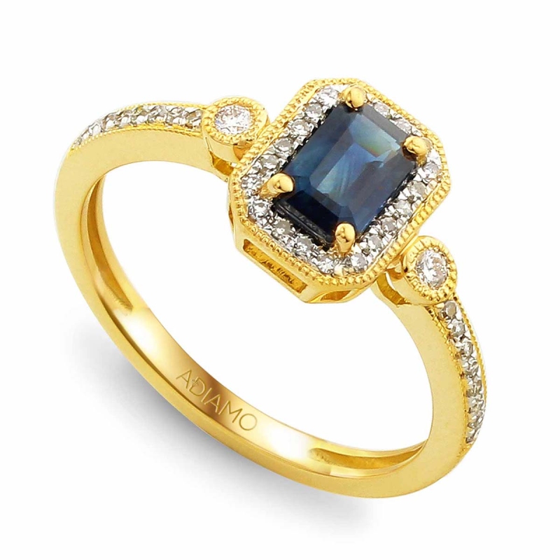 Pierścionek z szafirem i diamentami (R32565 Y SA): 7 - zdjęcie: 1