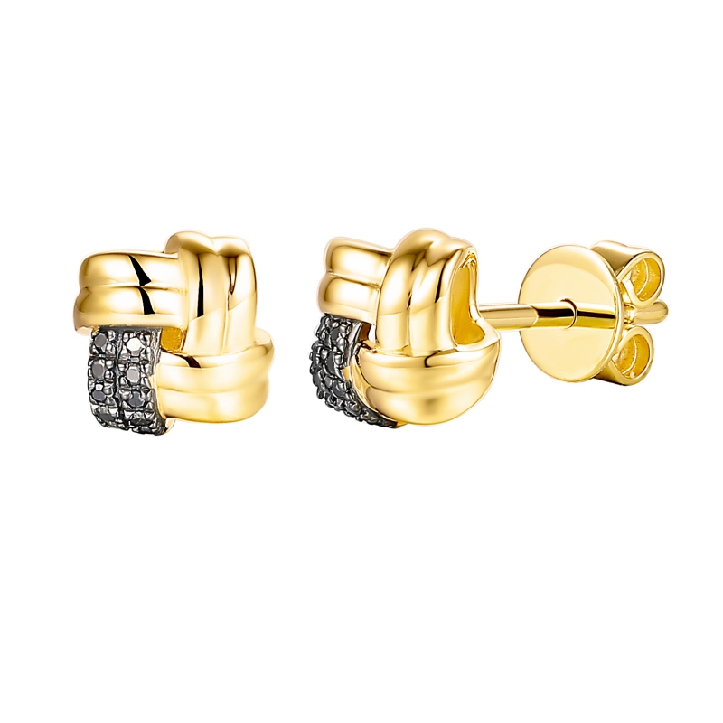 Kolczyki z czarnymi diamentami (E98263 Y S BD) - zdjęcie: 1