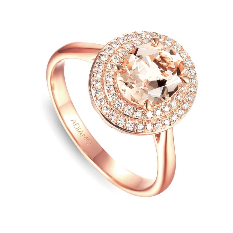 Pierścionek z morganitem i diamentami (R60405 R MR): 10 - zdjęcie: 1