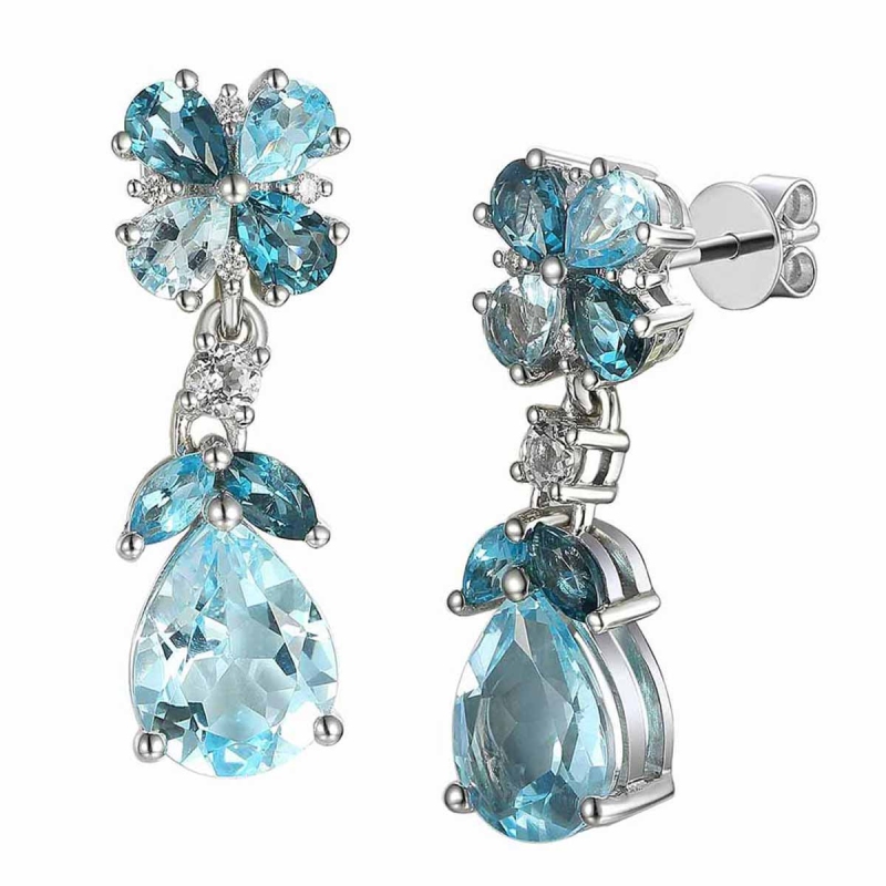 Kolczyki z topazami i diamentami (E88899 W S BT) - zdjęcie: 1