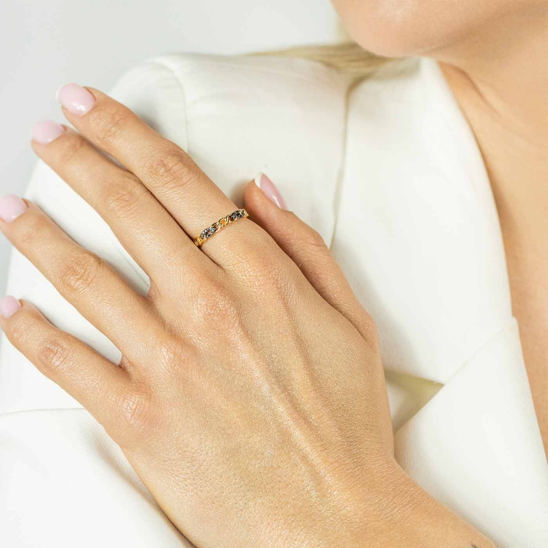 Pierścionek z czarnymi diamentami (R83875 Y BD): 17 - zdjęcie: 2