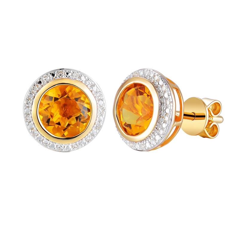 Kolczyki z cytrynami i diamentami (E97348 Y S CT) - zdjęcie: 1