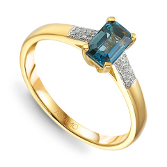 Pierścionek z london blue topaz i diamentami (R84147 Y LBT)