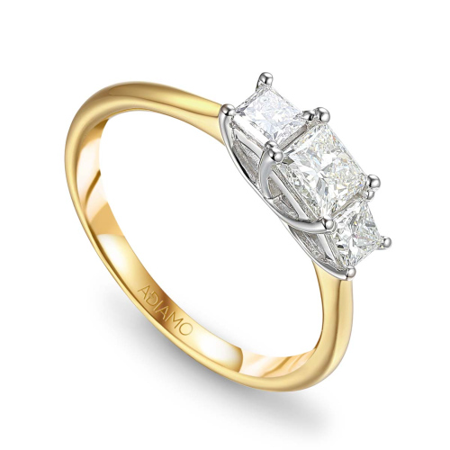 Pierścionek z diamentami princess cut (R66195 YW)