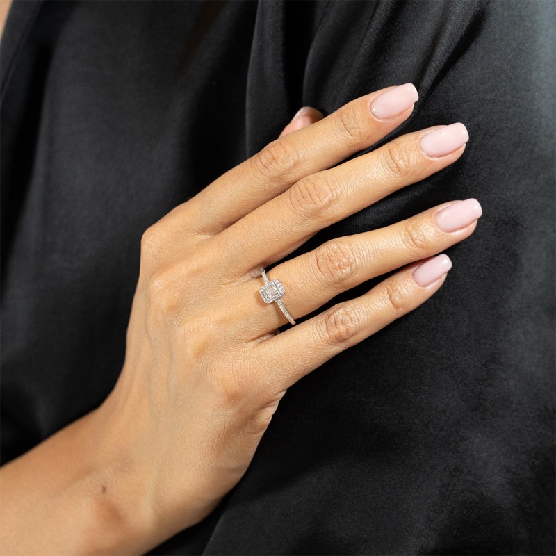 Pierścionek z diamentami, białe złoto (R70473 W): 7 - zdjęcie: 2