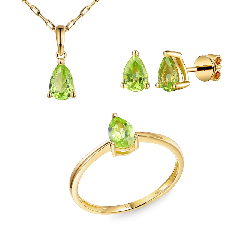 Komplet biżuterii z perydotami (E43737YSPT+P43737YPT+R43737YPT) - zdjęcie: 1