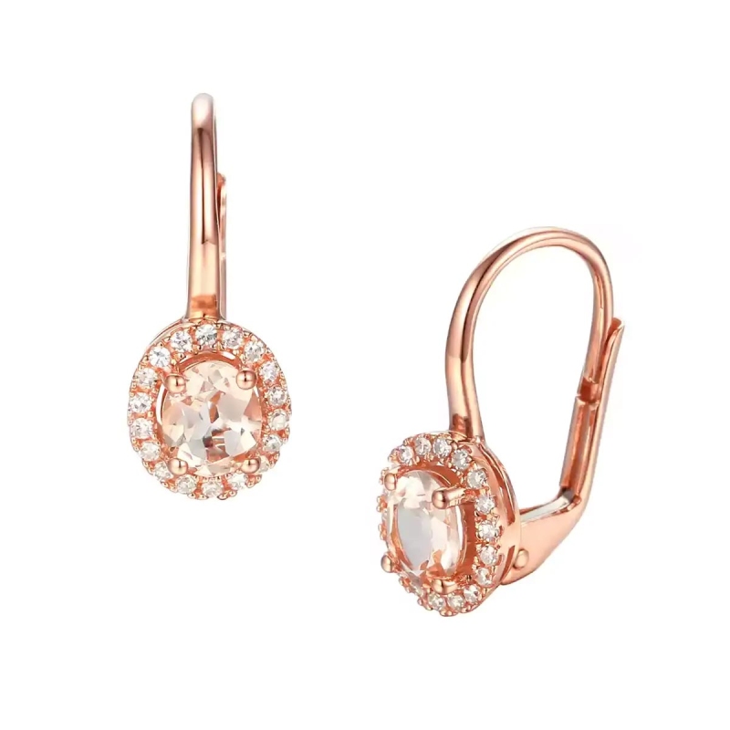 Kolczyki z morganitami i diamentami (E51868 R P MR) - zdjęcie: 1