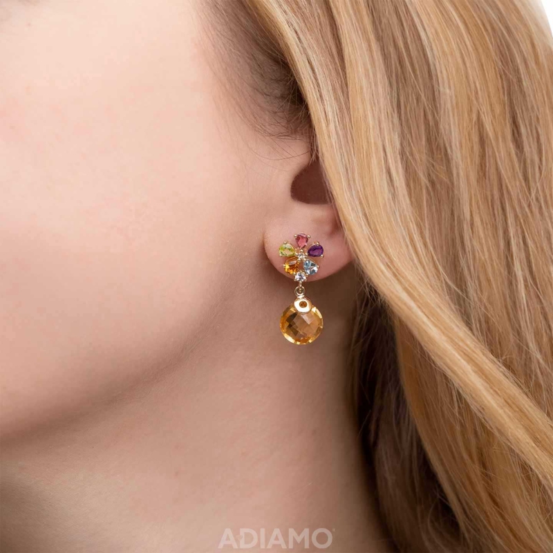 Kolczyki z kolorowymi kamieniami (E88900 Y S) - zdjęcie: 2