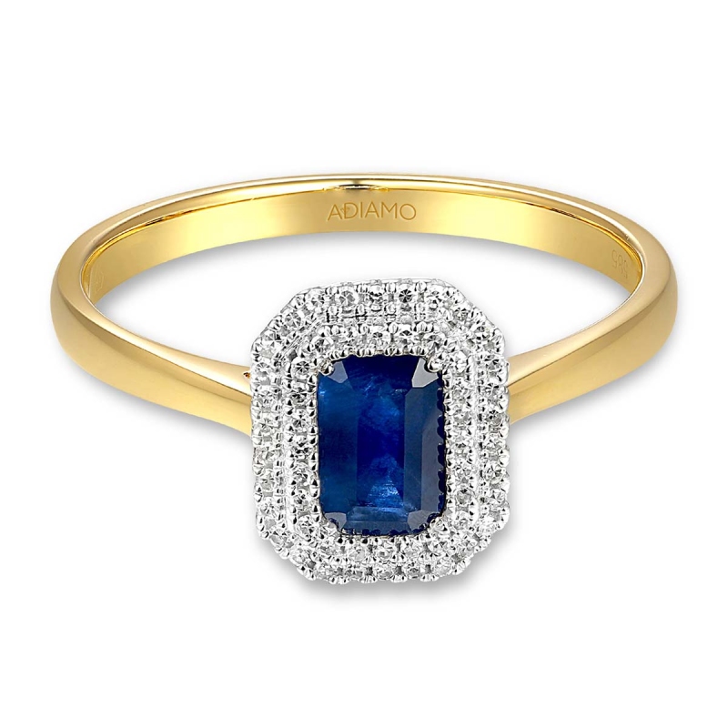 Pierścionek z szafirem i diamentami (R87499 YW SA): 15 - zdjęcie: 3