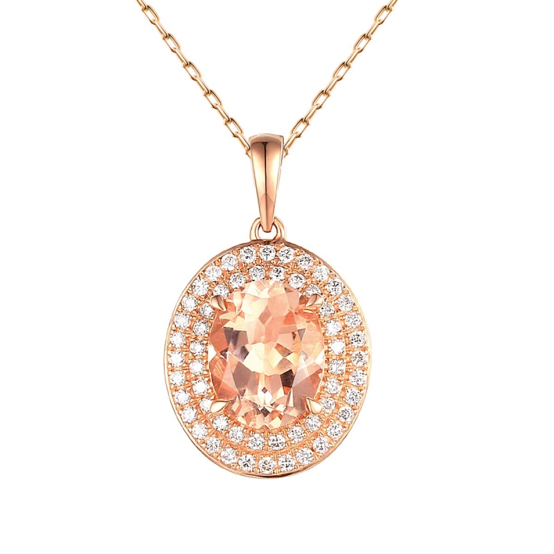 Zawieszka z morganitem i diamentami (P60405 R MR) - zdjęcie: 1