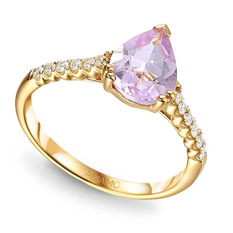Pierścionek z różowym ametystem i diamentami (R86441 Y PAM): 7 - zdjęcie: 1