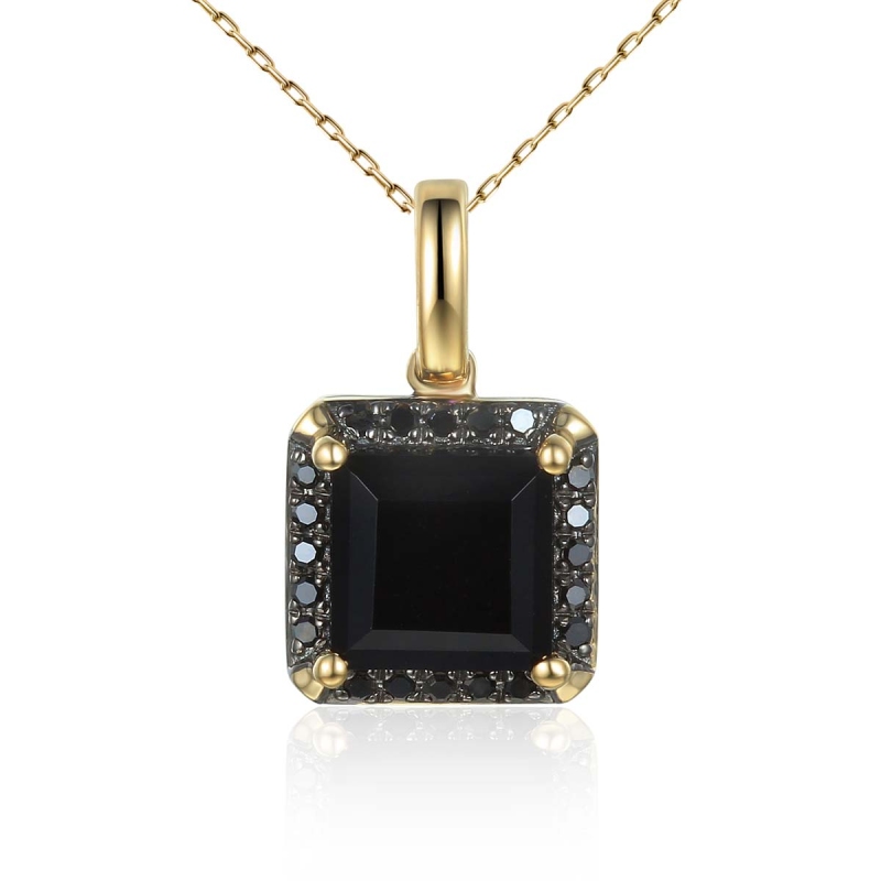 Zawieszka z czarnym agatem i czarnymi diamentami (P77951 Y BAG) - zdjęcie: 1