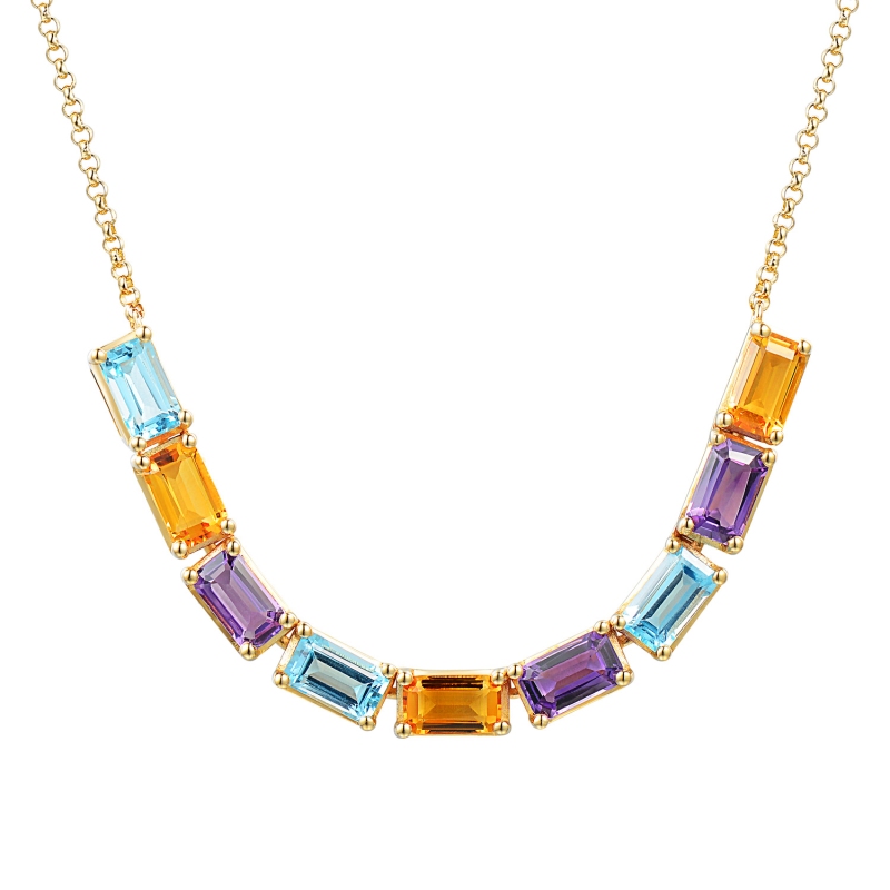 Naszyjnik z kolorowymi kamieniami (N12236 Y G AM,BT,CT) - zdjęcie: 1