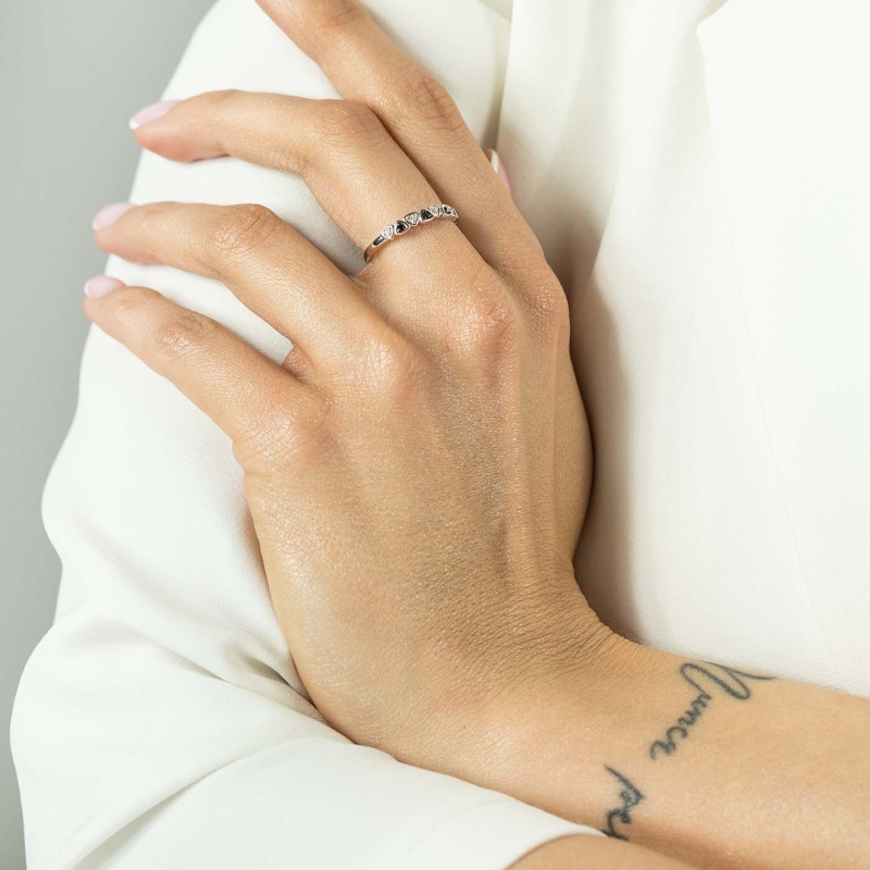 Pierścionek z czarnymi diamentami (R81537 W BD): 10 - zdjęcie: 2