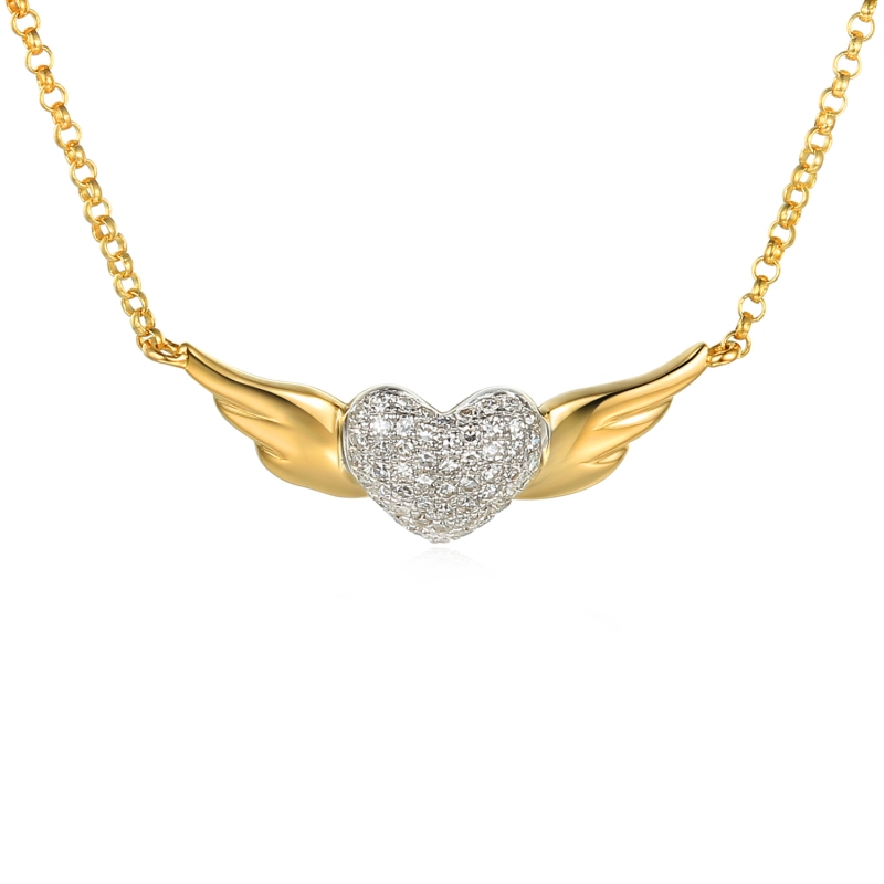 Naszyjnik serce ze skrzydłami z diamentami (N03523 Y) - zdjęcie: 1